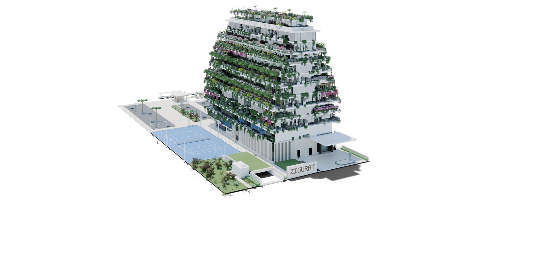 Zigurat in Los Cabos from every side: the tower with its pool, beach club and gardens